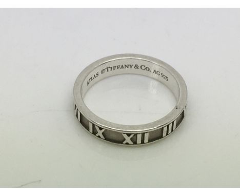 A Tiffany &amp; Co sterling silver Atlas ring, approx size O.