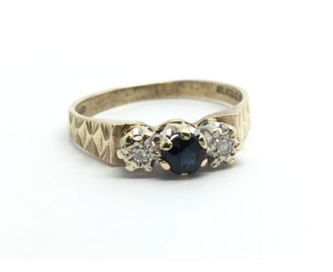 A 9ct gold sapphire and diamond ring, approx 1.7g and approx size L-M.