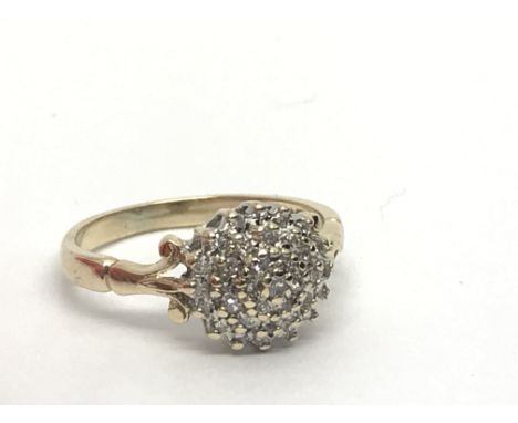 A 9ct gold diamond cluster ring, approx .25ct, approx 2.2g and approx size J.