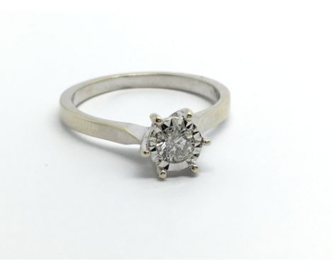 A 9ct white gold solitaire diamond ring, approx.25ct, approx 2.7g and approx size P.