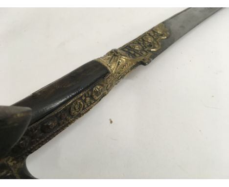 A ottoman horn yatagan fitted with scabbard total length 77 cm blade 61 cm .