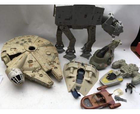 Star Wars, vintage craft includes Millenium falcon, At-At Walker, Snow speeder, Slave 1, Y-wing etc , only good for restorati