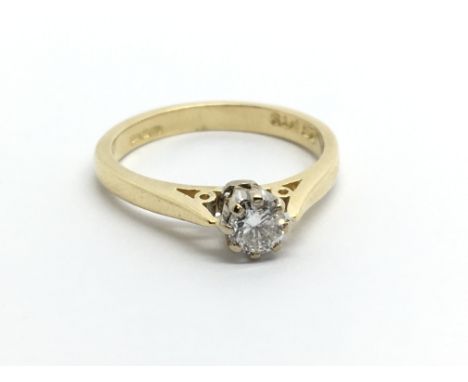 An 18ct gold solitaire diamond ring, approx .25ct, approx 3g and approx size K.