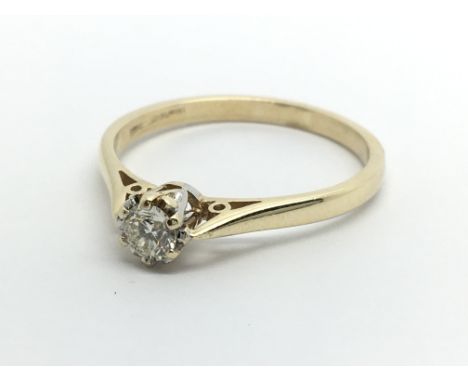 A 9ct gold solitaire diamond ring, approx .25ct, approx 2.4g and approx size T.