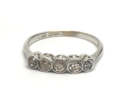 A vintage 18ct white gold five stone diamond ring, approx .40ct, approx 2.4g and approx size O.