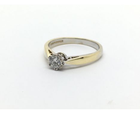 An 18carat gold ring set with a brilliant cut diamond solitaire approximately 0.25 of a carat. Ring size L.