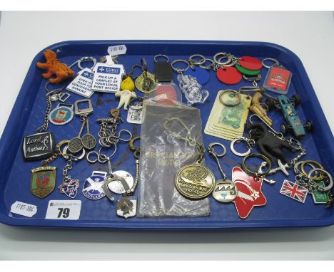 Assorted Keyrings, including Esso character, novelty racing car, Tiger, a commemorative "The Queens Silver Jubilee 1952-1977"