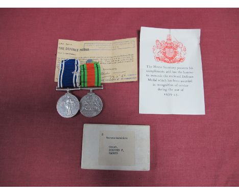 A WWII and Later Police Related Medal Due, comprising Defence Medal with Worcester Constabulary , slip of issue and Queen Eli