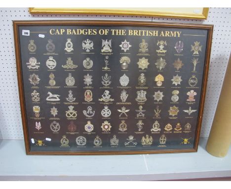 Poster - Cap Badges of The British Army, framed.