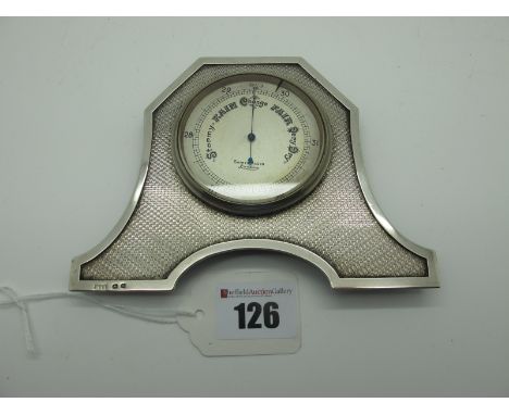 A Hallmarked Silver Mounted Short &amp; Mason London Barometer, Walker &amp; Hall, possibly Birmingham 1926, of shaped design