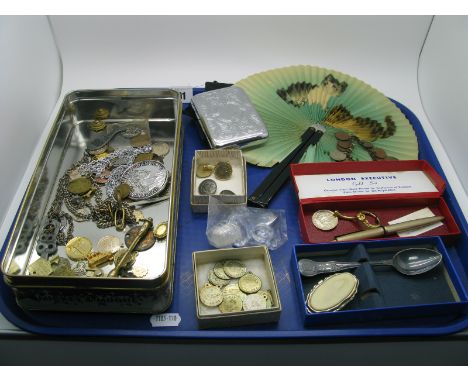 Loose Circular Pendants, depicting horoscopes, a charm style bracelet, suspending ½ penny coins and six pence coins, other co