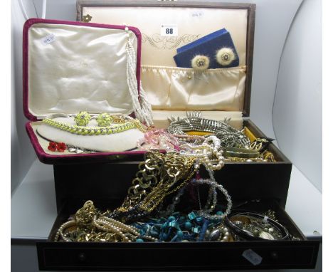 A Mixed Lot of Assorted Costume Jewellery, including vintage yellow necklace and matching clip earrings, bangles, imitation p