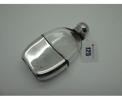 A Hallmarked Silver and Glass Hip Flask, JD&amp;S, Sheffield 1912, 13.5cm long.