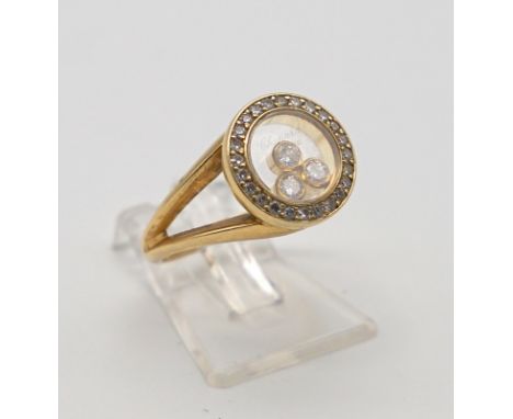 Chopard Happy Diamond Ring 750er GGim Steg Goldbeschau und Firmenlogo - Lünette mit 22 Diamanten und 3 Brillianten á ca. 0,1 