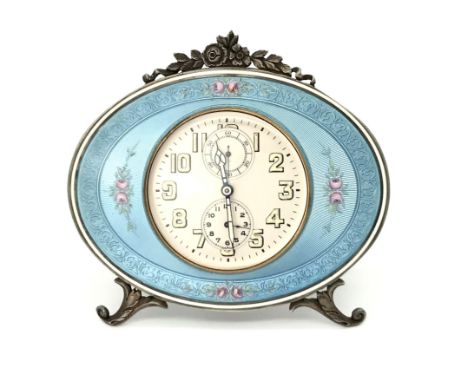  Vacheron & Constantin, Genève: seltener Reisewecker/Alarmclock 8 days, 1928Gehäuse vergoldet mit Vermeil, ovale Staffelei, 8