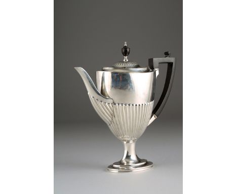 Victorian silver four piece oval shaped tea service, part fluted, Assay marked London 1900, approx. 54ozs 