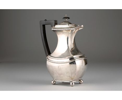Late Victorian silver four piece tea service, gadrooned edge raised on spherical bun feet, Assay marked Sheffield 1900, appro