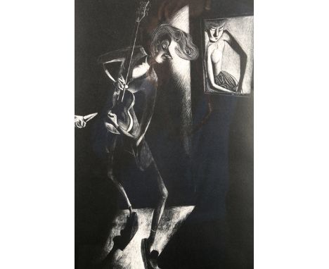 John Byrne RSA (Scottish born 1940) ARR. Framed and mounted print, ‘A Stab in the Back’, 50cm x 33cm 