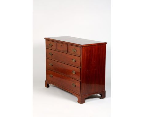 Victorian mahogany three over three chest of drawers, raised on bracket feet. 114cm long 54cm wide 98cm high 