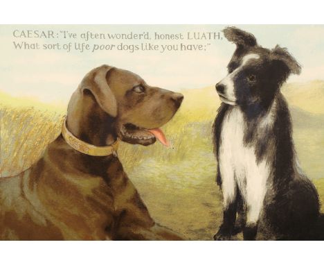 Peter Bevan (British 20th Century). Framed 14 colour Limited Edition screen print, ‘Twa Dugs’, 43cm x 60cm. Peter Bevan train