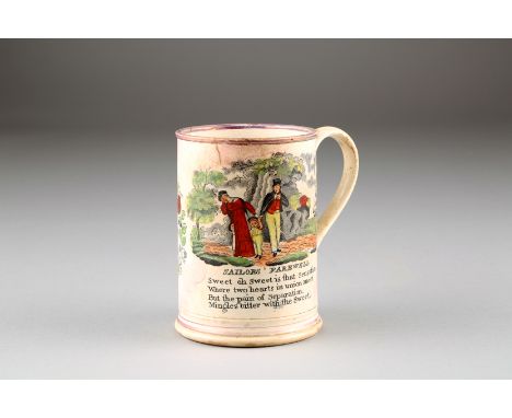 Sutherland pink lustre pearl ware frog mug, decorated with the Sailors’ farewell and verse ‘The Sailor’s Tear’ and internal a