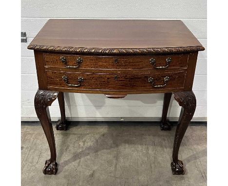 A mahogany canteen of cutlery, fitted two drawers containing F. Cobb and Co cutlery, on Chippendale supports W: 78 cm D: 51 c