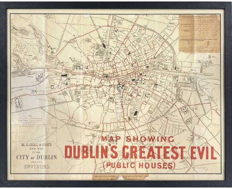 M H Gill &amp; Son's New Map of the City of Dublin, later adapted by the Church of Ireland and overprinted 'Map Showing Dubli