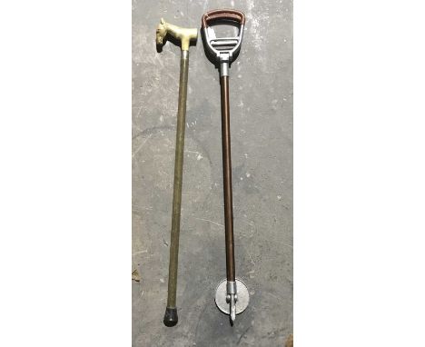 A horn handled walking stick and a shooting stick (2)