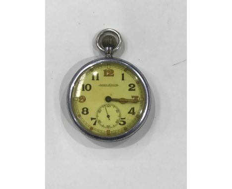 Jaeger-LeCoultre, a military open face pocket watch, subsidiary seconds dial and Arabic numerals, chrome plated brass case st