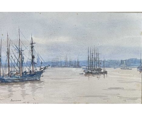Samuel Colman (1832-1920), 'Marche Neuf Amsterdam', etching, 10 by 15cm, framed, with C.K.L. a marine scene with sailing boat