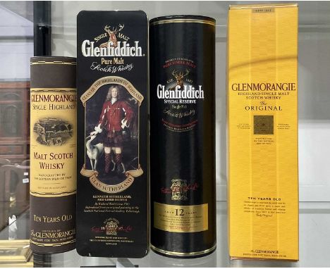 Four bottles of cased whisky, including Glenmorangie Single Highland Malt Scotch Whisky, aged 10 years, 35cl; The Original, 7