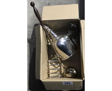Silver plate, including samovar marked Picard, a toddy ladle and toast rack (3) 
