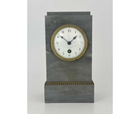 A German bracket clock, late 19th Century, stepped grey marble case of architectural form with gilt metal wreath and gadroon 