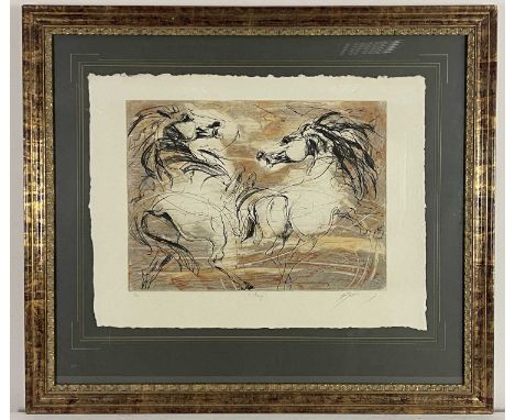 Hans Erni (Swiss, 1909-2015), 'Fargue', signed l.r., titled l.c., colour etching No.X/1C, 44 by 60cm, framed