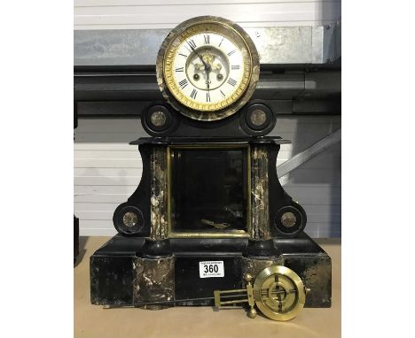 A marble and slate mantel clock, circa 1860