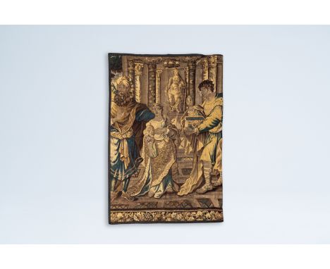 Full title: A Flemish wall tapestry with King Saul giving his daughter Michal in marriage, 17th C.Description:226 x 155,5 cm