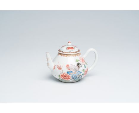 Full title: A Chinese famille rose 'cockerel and insects' teapot and cover, YongzhengDescription:H 10 - L 13,7 cm   Provenanc