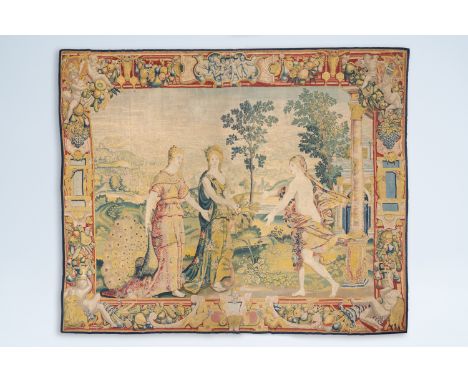 Full title: An impressive Flemish 'The judgement of Paris' wall tapestry, Brussels, 17th C.Description:375 x 310 cm