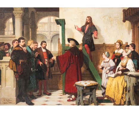 Title: Guillaume Koller (1829-1884): The visit of emperor Maximilian to Albrecht DÃ¼rer, oil on panel, dated 1883Description: