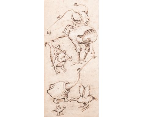 Full title: European school, follower of Hieronymus van Aken Bosch (ca. 1450-1516): Fantasy creatures, ink on paper, 19th C.D