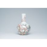 A Chinese famille rose tianqu ping vase with birds among blossoming branches, Qianlong mark, 20th C.