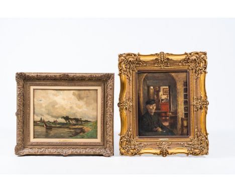 Full title: Victor Olivier Gilsoul (1867-1939 and after): 'Nieuport', oil on panel and canvas, one dated 1909Description:Work