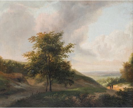 Full title: Jean-Baptiste Daveloose (1807-1886): Walkers in a vast landscape, oil on panelDescription:Work: 23,5 x 18,5 cm Fr