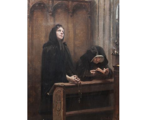 Title: Louise De Hem (1867-1922): Before the Calvari (in Flanders), oil on canvasDescription:Work: 176 x 138,5 cm Frame: 214 