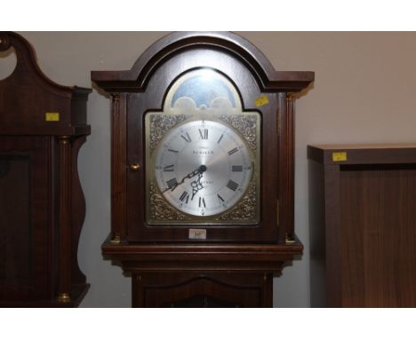 Modern mahogany longcase clock, Sewills of Liverpool, moon phase 