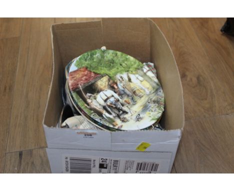 Box of ceramics (Bavarian teaware, Royal Doulton collectors plates, etc.)