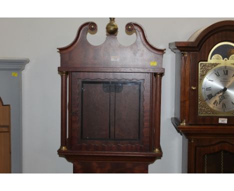 19th century mahogany longcase clock case, with glazed hood and trunk door 