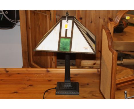 Modern 1930's design table lamp with smoked glass shade