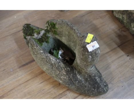 Cast composite garden planter in form of a swan