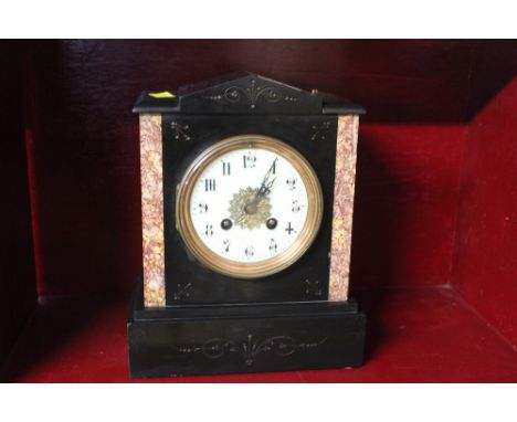 Victorian black slate/marble mantle clock